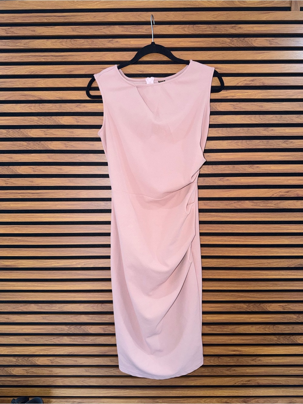 Miusol Blush Pink Draped Sleeveless Sheath Dress
